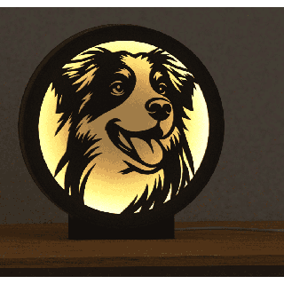 Lampka - pies Border Collie (ciepła barwa światła)