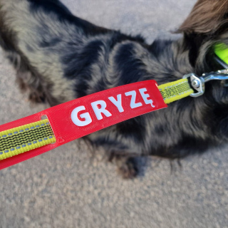 GRYZĘ - nakładka ostrzegawcza na smycz
